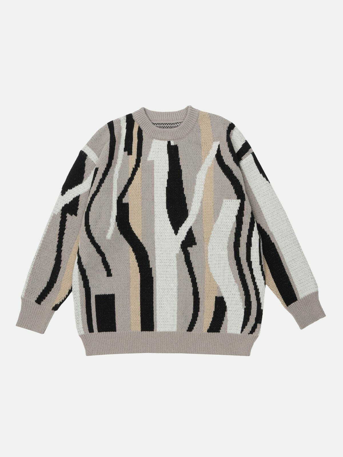 Geometric Stripes Sweater - Y2K Fashion Essential for Coquette & Grunge Aesthetic Lovers