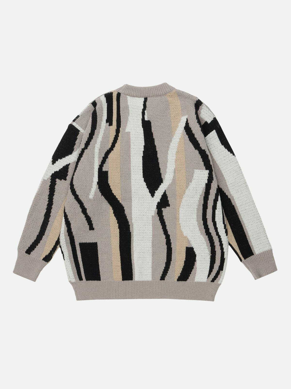 Geometric Stripes Sweater - Y2K Fashion Essential for Coquette & Grunge Aesthetic Lovers