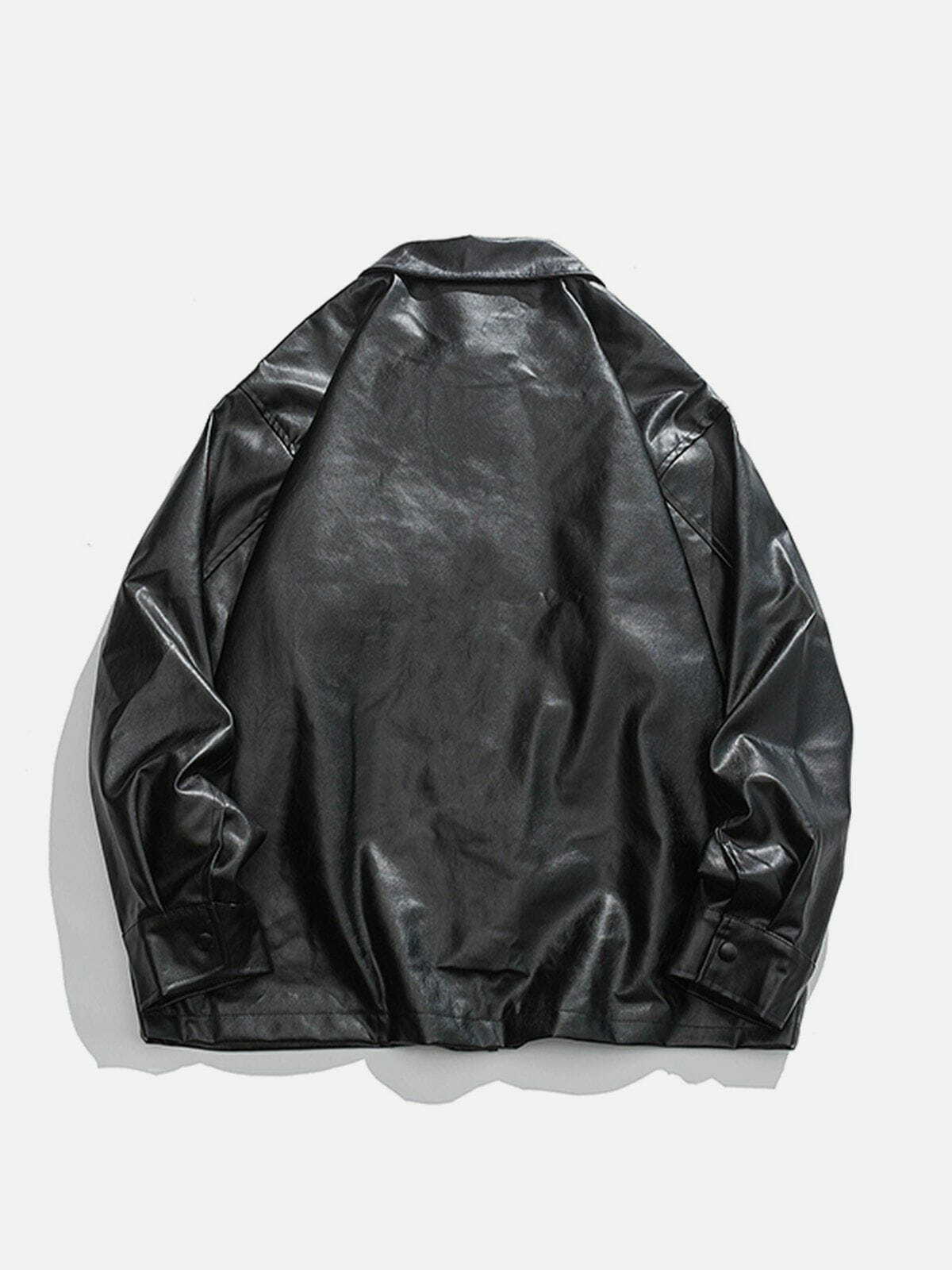 Gothic Letter Print Leather Jacket - Y2K Fashion Grunge Aesthetic Outerwear for Edgy Style