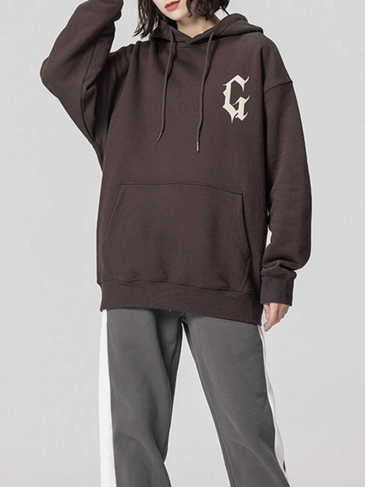 Gothic Letter Print Y2K Hoodie - Grunge Aesthetic Comfy Top for Edgy Style Lovers