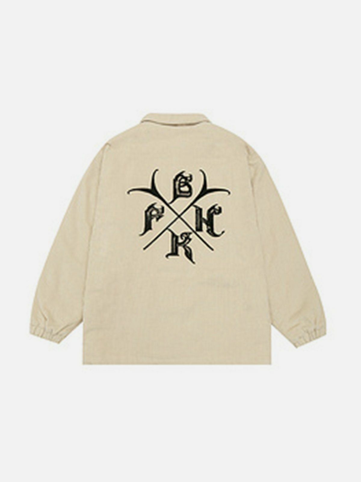 Gothic Monogram Embroidered Corduroy Winter Coat - Y2K Aesthetic Outerwear for Cozy Style