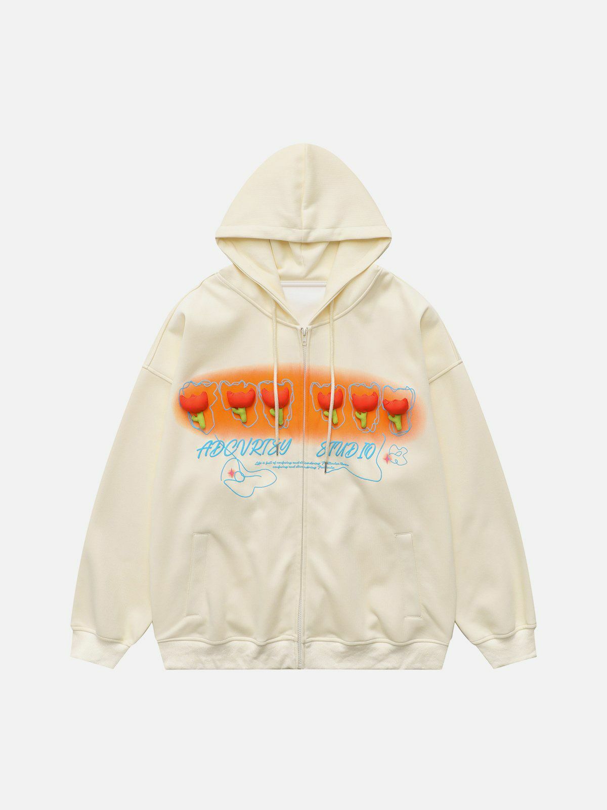 Gradient 3D Flower Zip Hoodie - Y2K Aesthetic, Cute Tops, Comfy Layering for Every Style