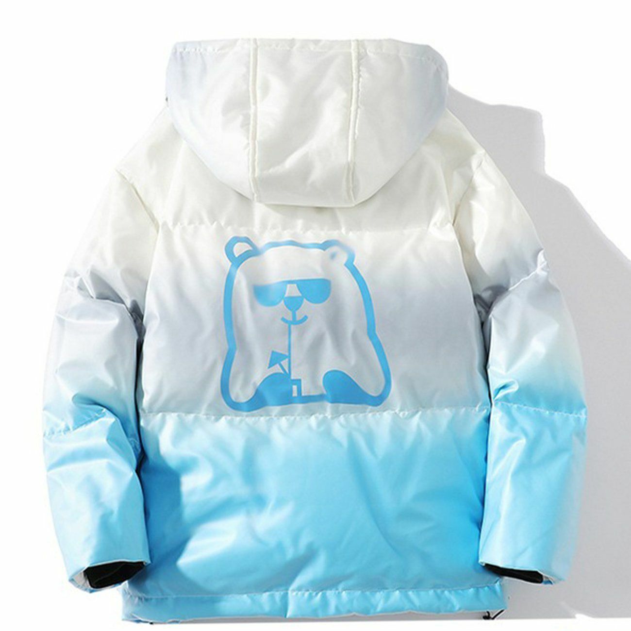 Gradient Bear Hooded Winter Coat - Y2K Aesthetic, Cute & Comfy for Cozy Fall Days