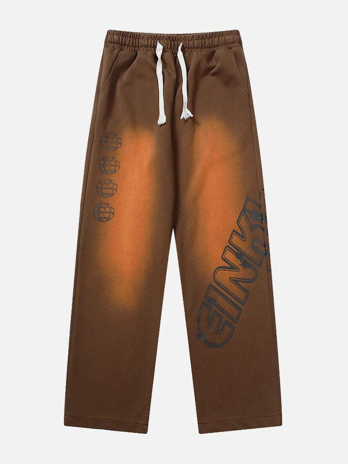 Gradient Monogram Print Y2K Pants - Trendy Coquette Aesthetic with Grunge Style Vibes