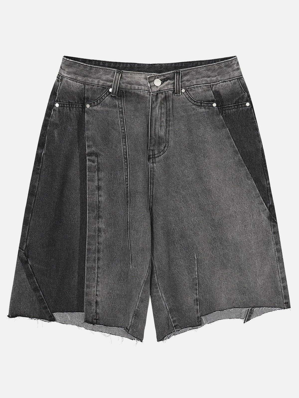 Gradient Patchwork Denim Shorts - Y2K Fashion, Grunge Aesthetic, Cute Summer Outfits