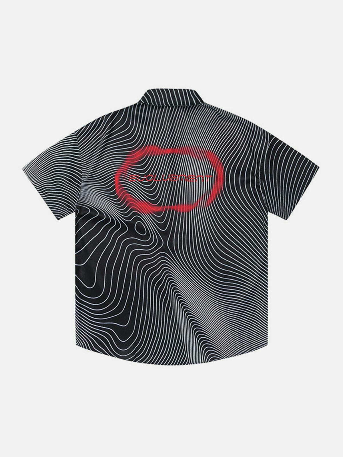 Gradient Psychedelic Line Short Sleeve Shirt - Y2K Aesthetic, Cute Tops for Unique Outfits