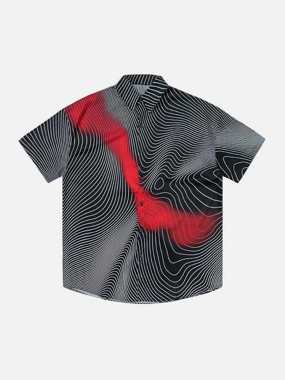 Gradient Psychedelic Line Short Sleeve Shirt - Y2K Aesthetic, Cute Tops for Unique Outfits