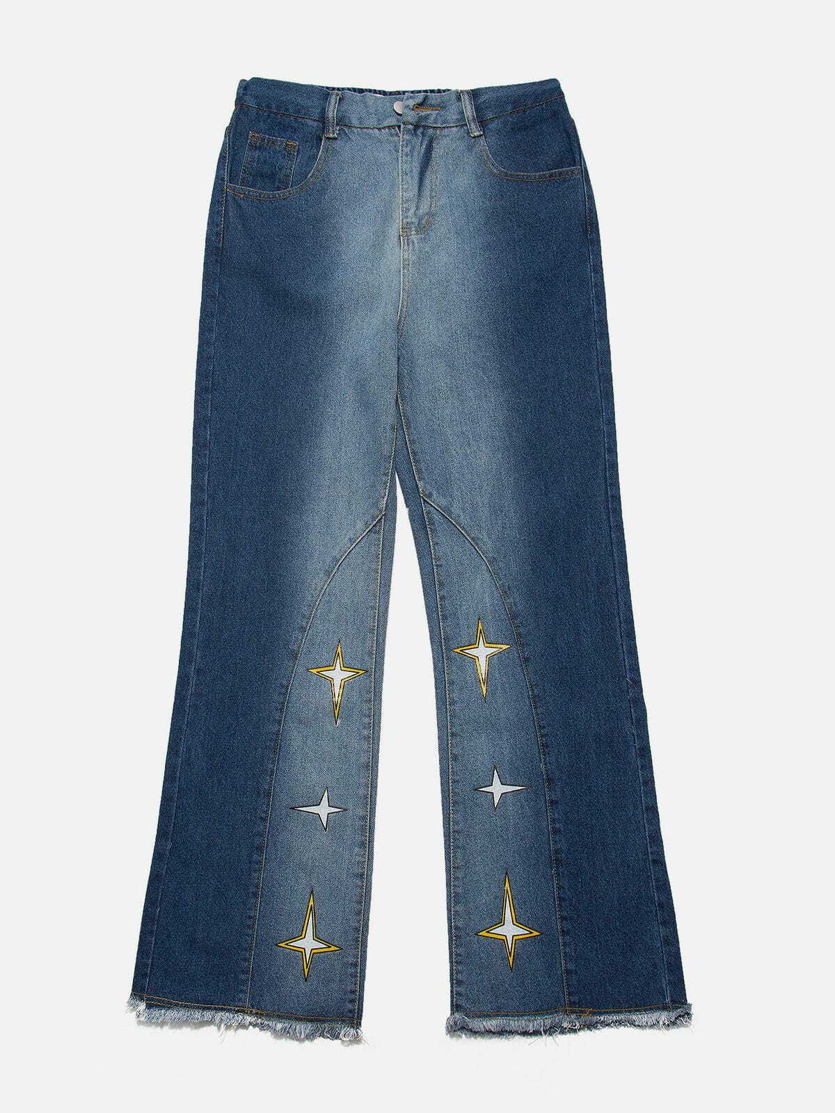 Gradient Star Graphic Jeans - Y2K Fashion, Cute Tops, Grunge Aesthetic, Aesthetic Outfits