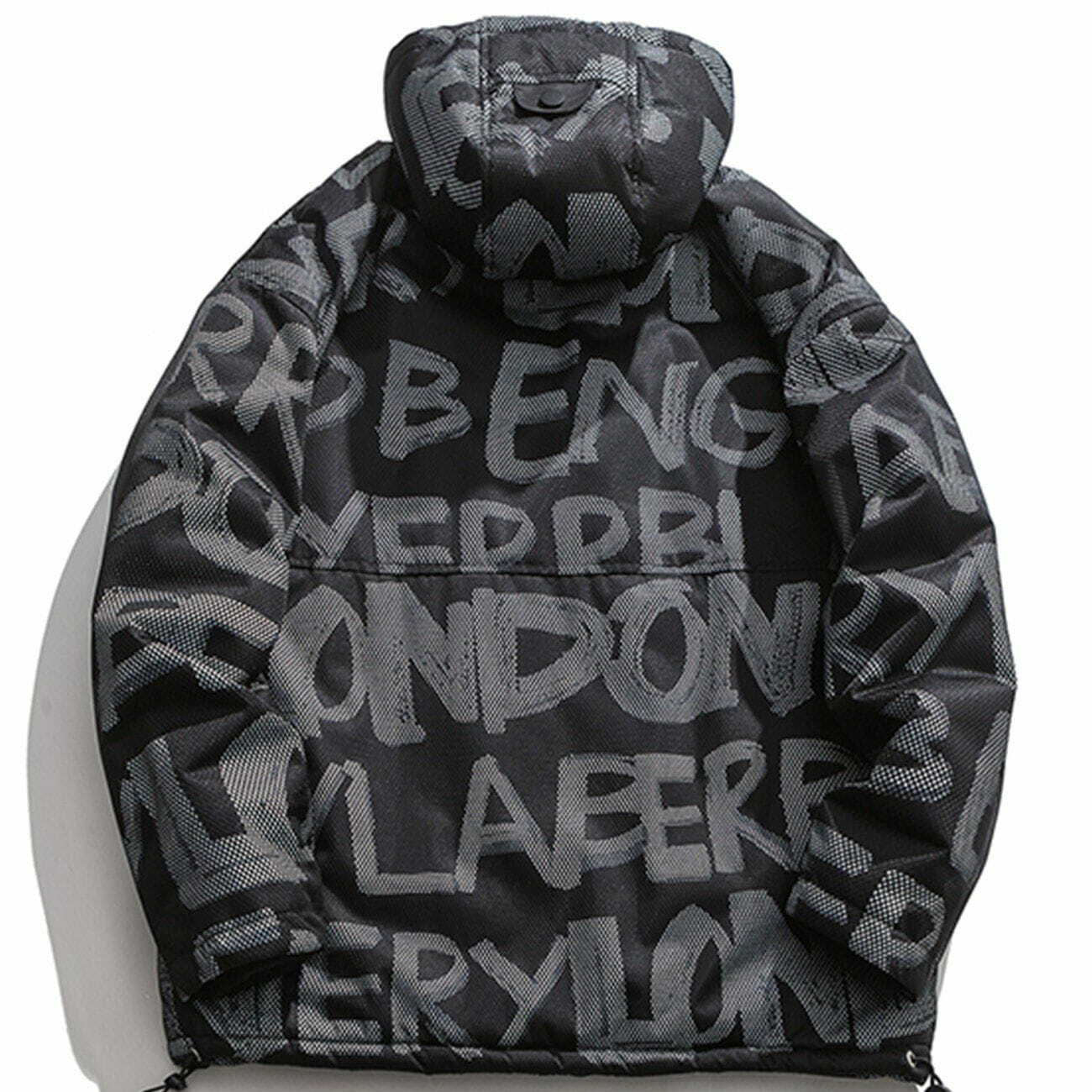 Graffiti Letters Y2K Hooded Winter Coat - Comfy Aesthetic Outerwear for Grunge & Coquette Styles