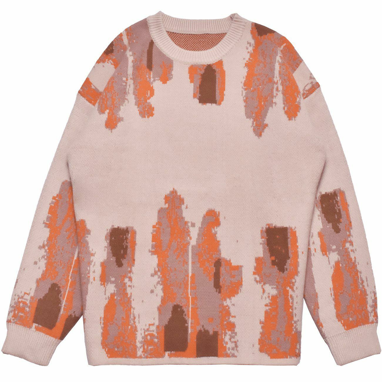 Graffiti Pattern Knit Sweater - Y2K Aesthetic, Grunge Style, Comfy & Cute Tops