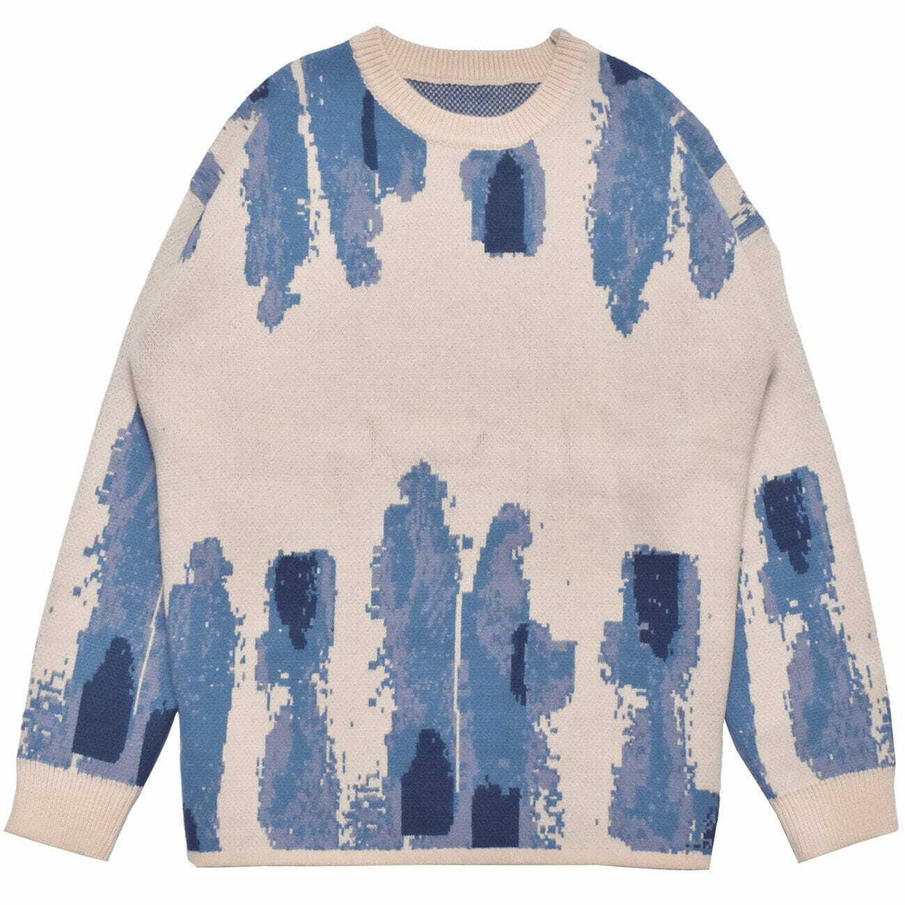 Graffiti Pattern Knit Sweater - Y2K Aesthetic, Grunge Style, Comfy & Cute Tops