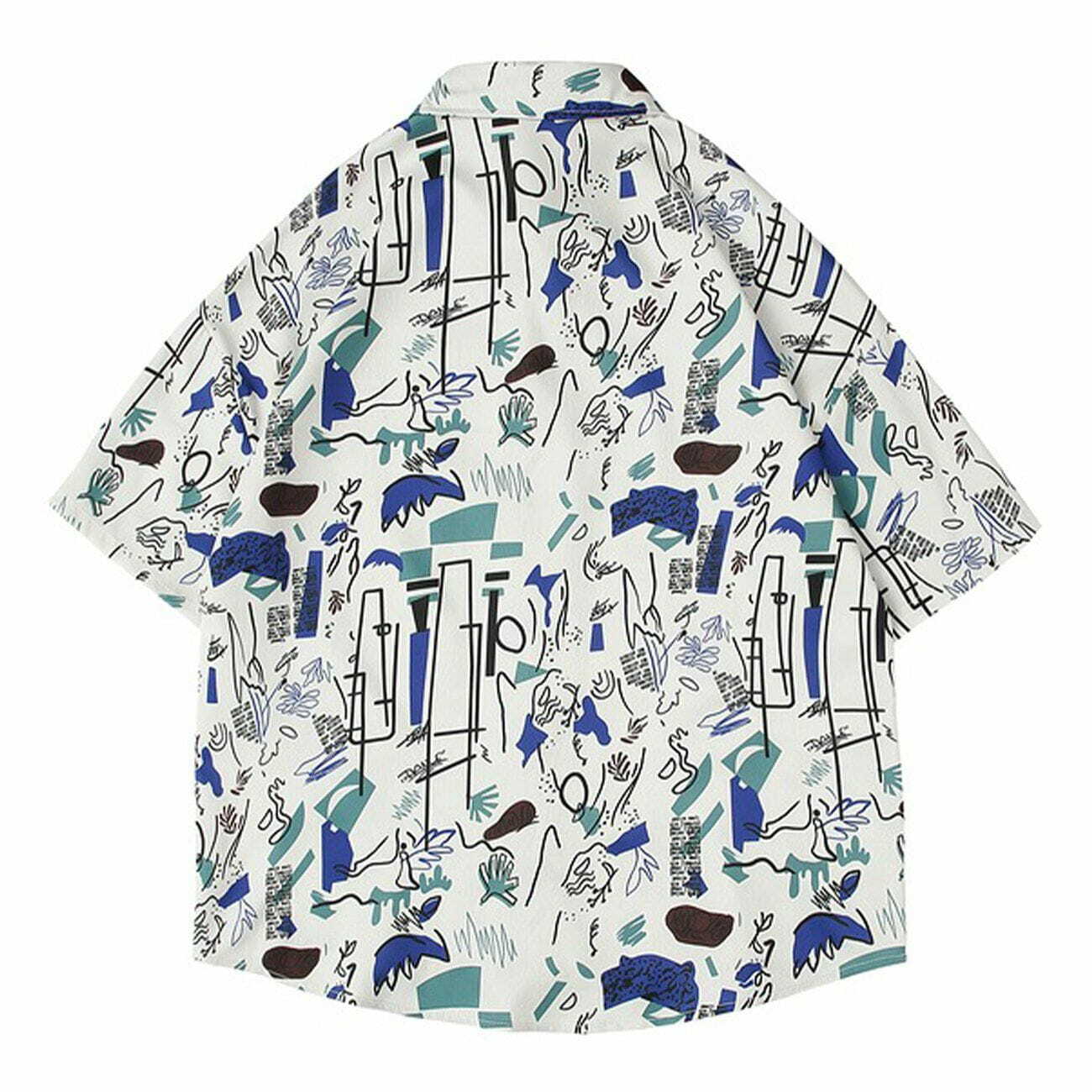 Graffiti Print Y2K Aesthetic Short Sleeve Shirt - Cute Tops for Grunge & Coquette Styles