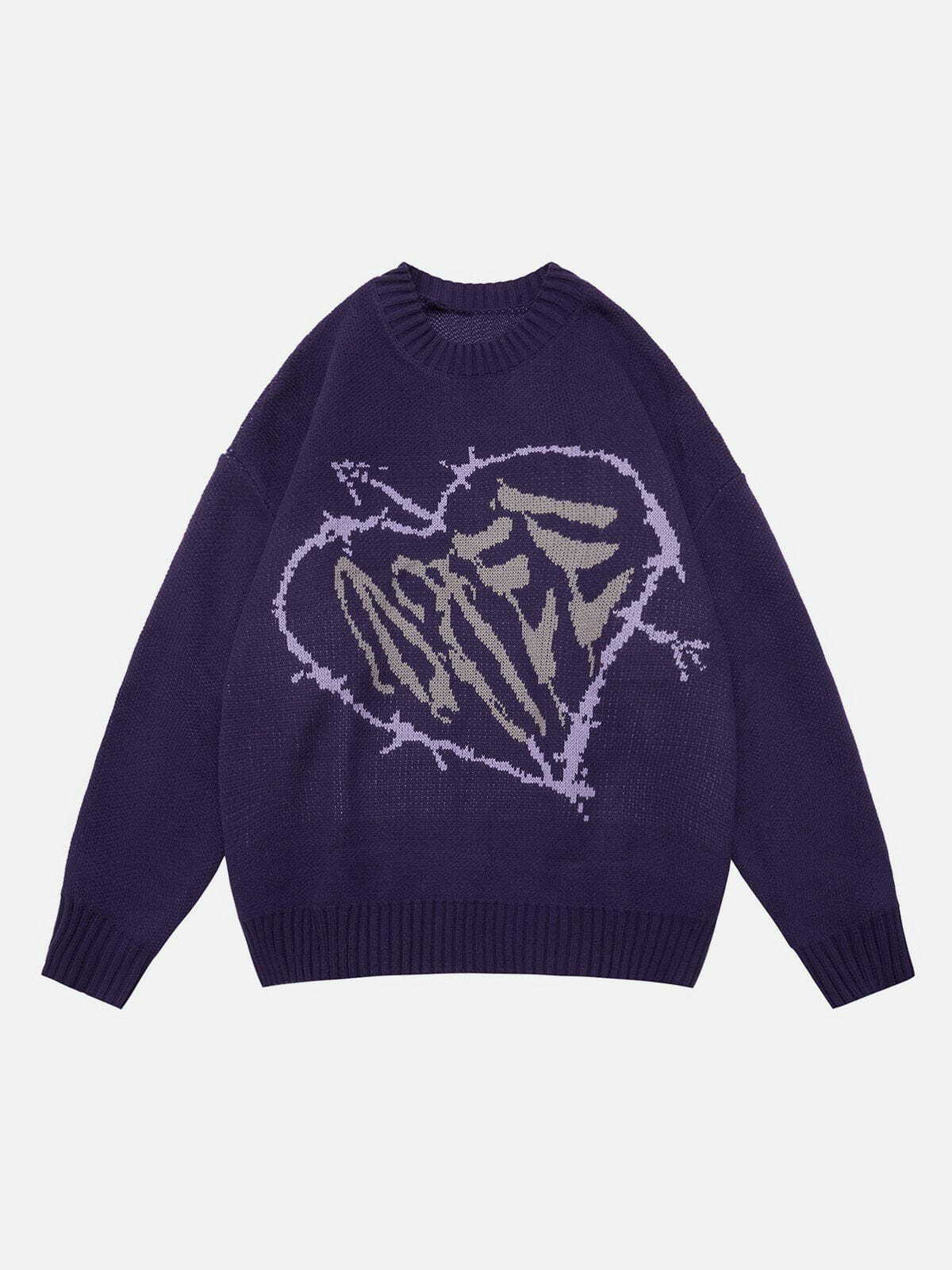 Heart Pattern Sweater - Y2K Fashion Cute Top for Coquette Aesthetic & Grunge Style