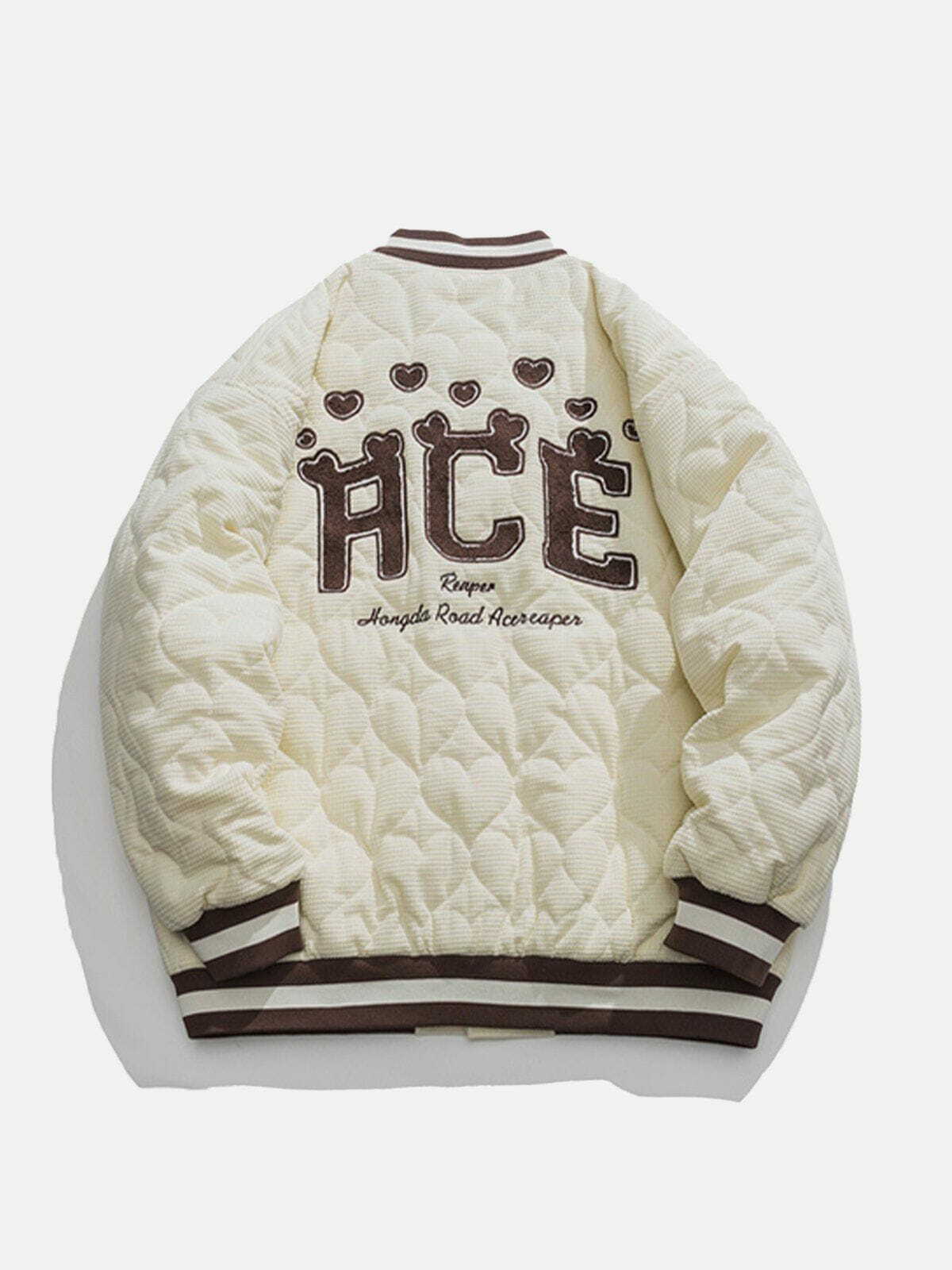 Heart Quilted Flocked Letters Y2K Winter Coat - Cute Aesthetic Outerwear for Cozy Vibes