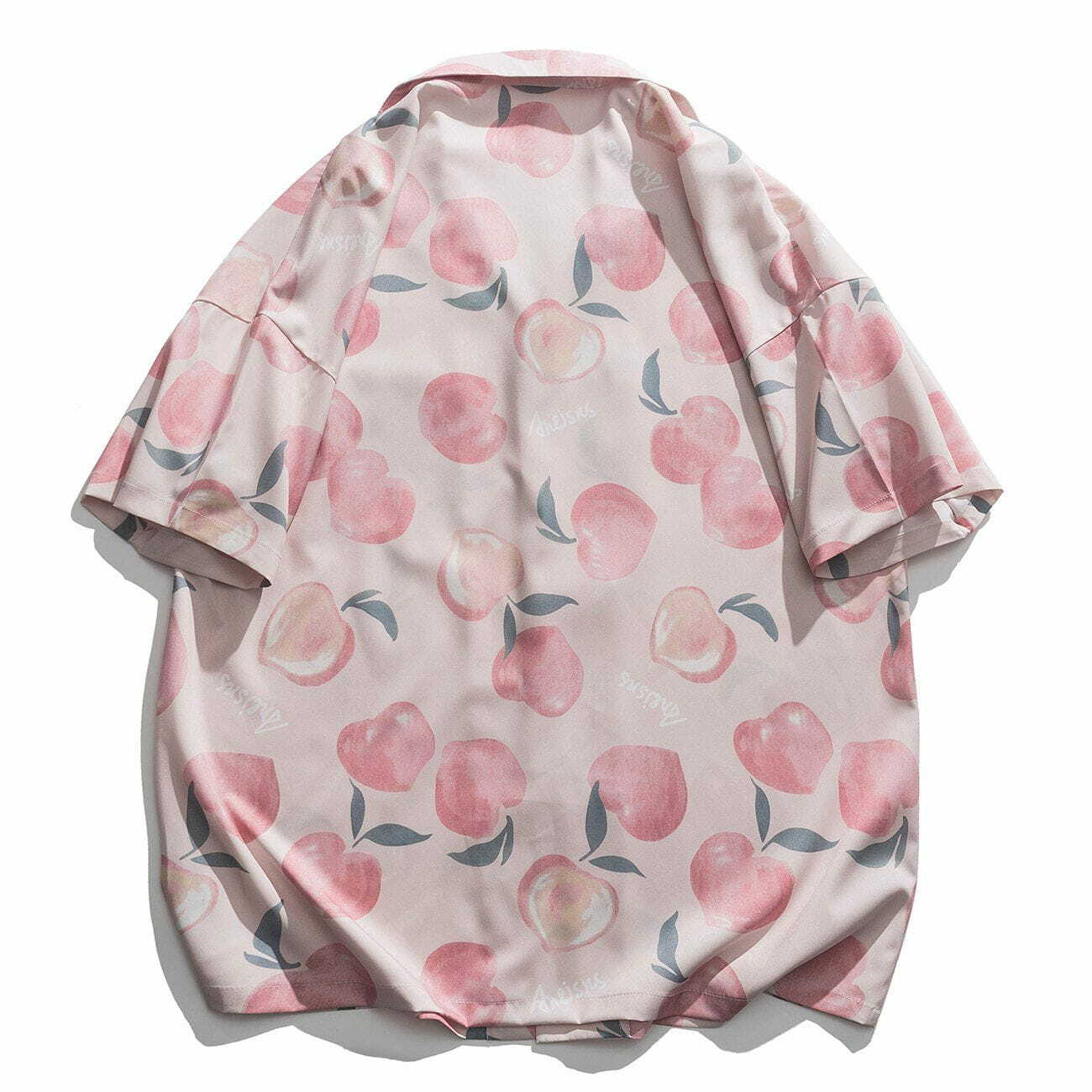 Heart-Shaped Peach Y2K Aesthetic Short Sleeve Top - Cute Coquette Style Tee