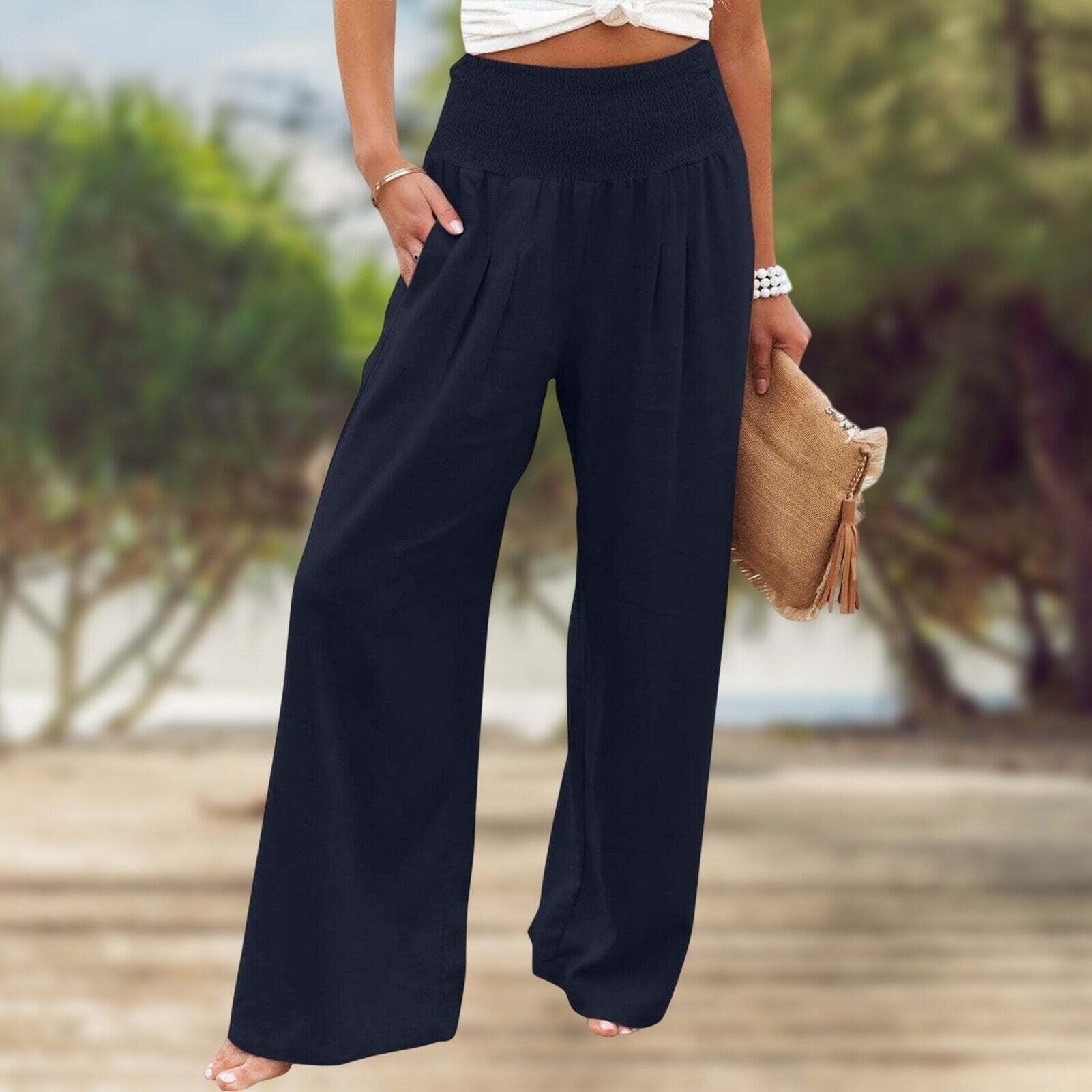 High Waist Pleated Wide Leg Pants - Y2K Aesthetic, Grunge Style, Comfy Chic Fashion