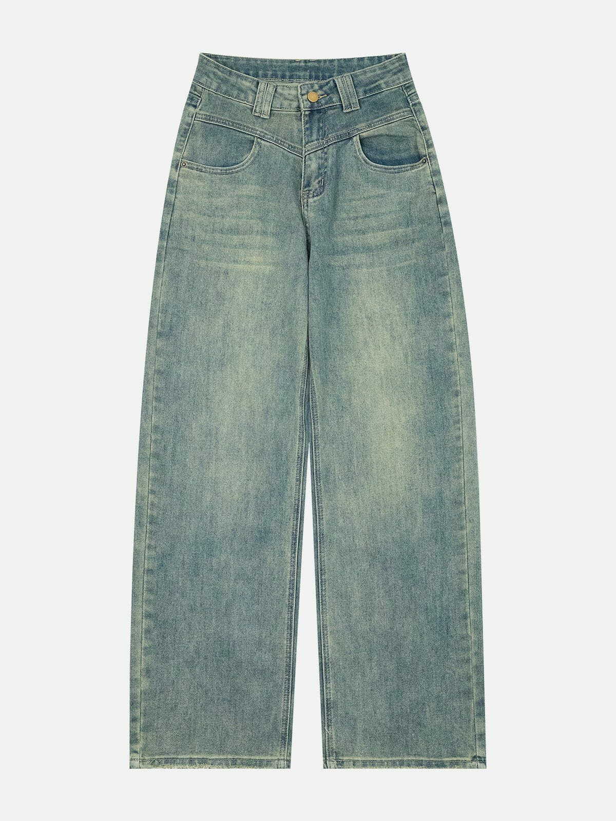 High-Waisted Y2K Jeans for Grunge Aesthetic & Coquette Style - Vintage-Inspired Fashion