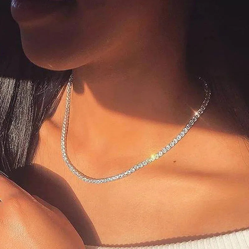 Iced Out Tennis CZ Choker Necklace - Y2K Aesthetic Jewelry for Coquette & Grunge Styles