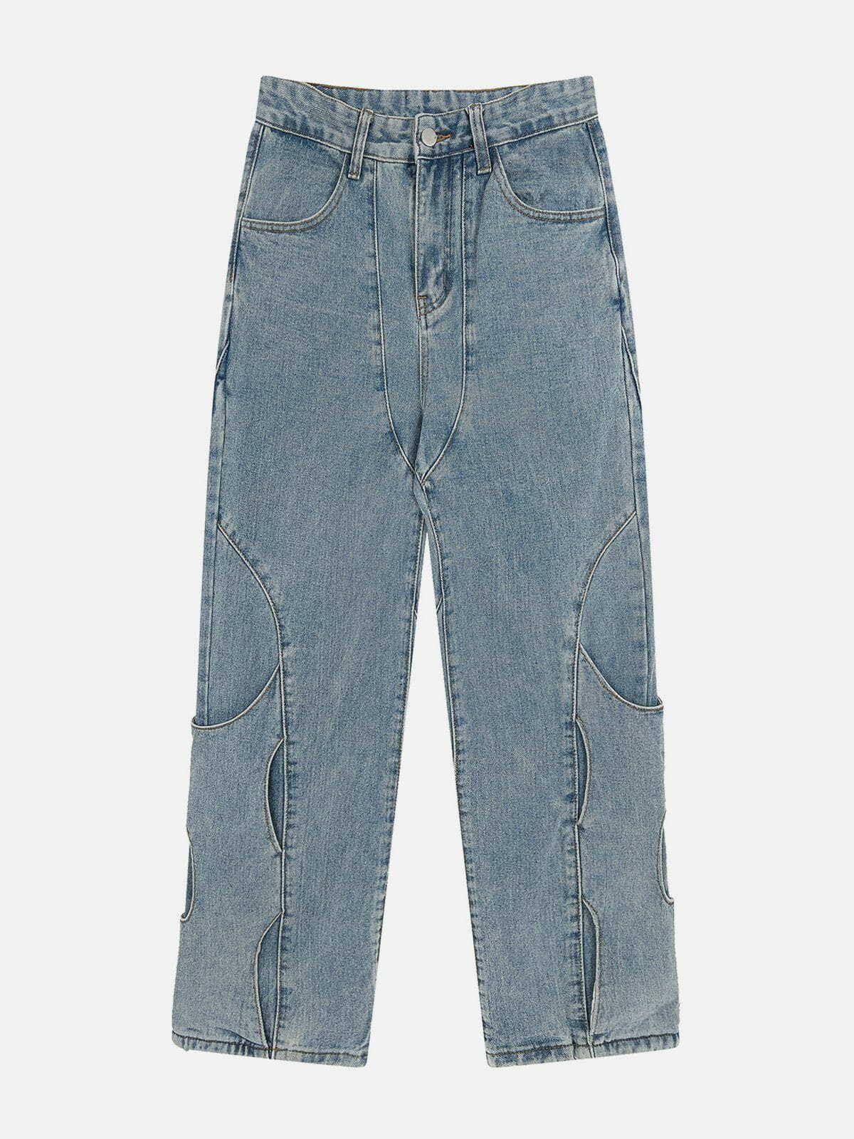 Irregular Patchwork Jeans - Y2K Fashion Grunge Aesthetic Denim for Unique Aesthetic Outfits