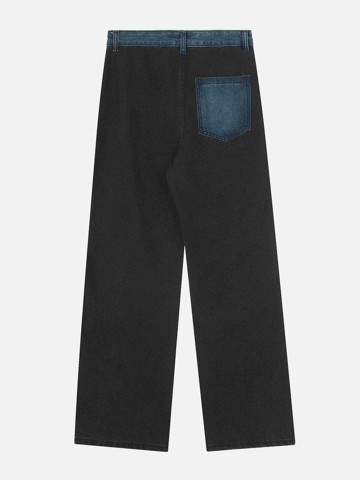 Irregular Patchwork Jeans - Y2K Fashion Grunge Aesthetic Denim for Unique Style Lovers