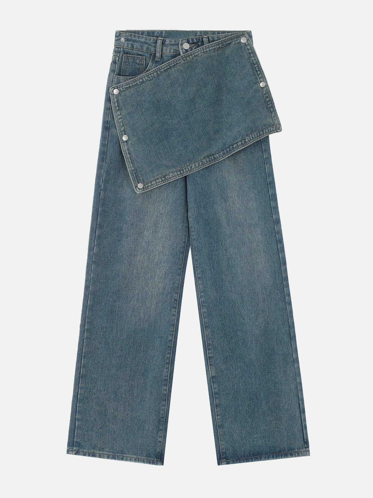 Irregular Patchwork Y2K Jeans - Grunge Aesthetic Denim for Cute Outfits & Comfy Style