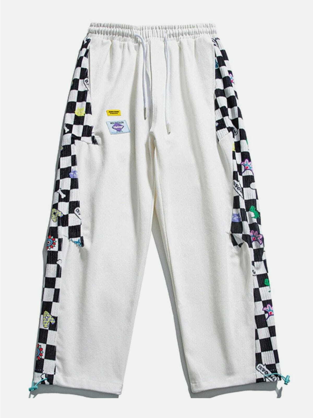 Lattice Stitching Y2K Sweatpants for Coquette Aesthetic & Grunge Style Outfits