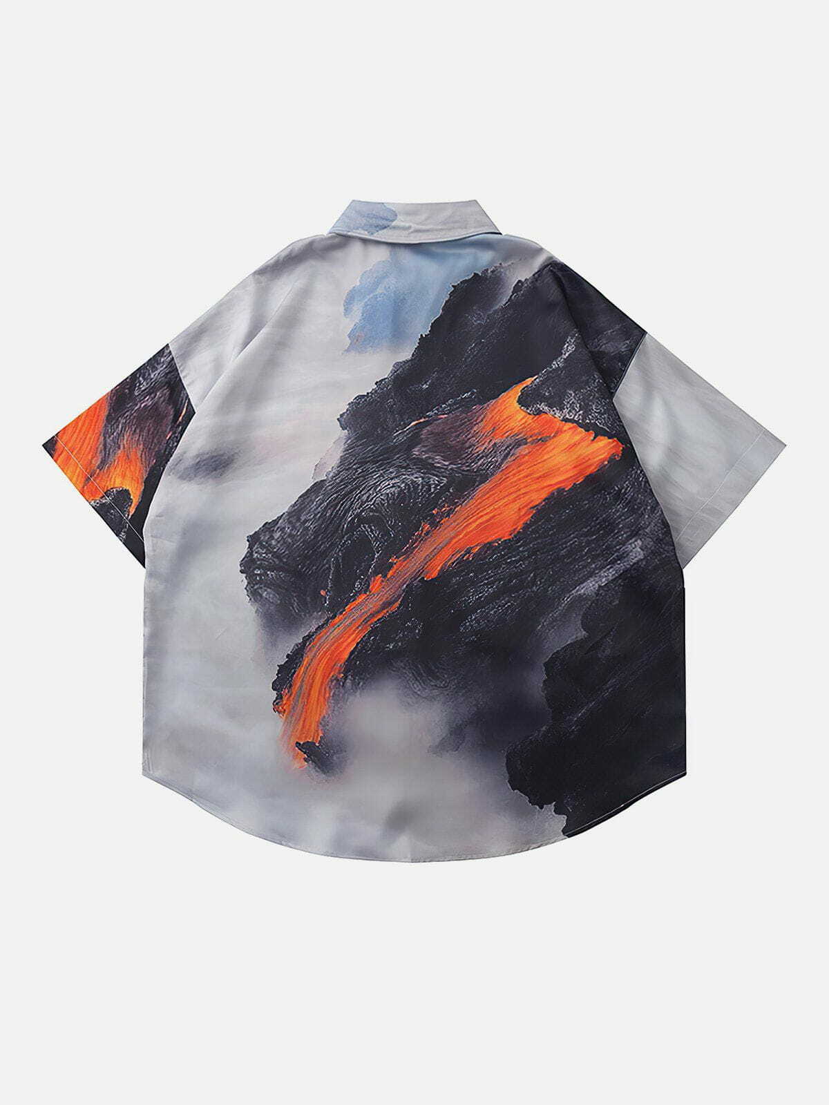 Lava Print Y2K Short Sleeve Shirt - Cute Top for Coquette Aesthetic & Grunge Style