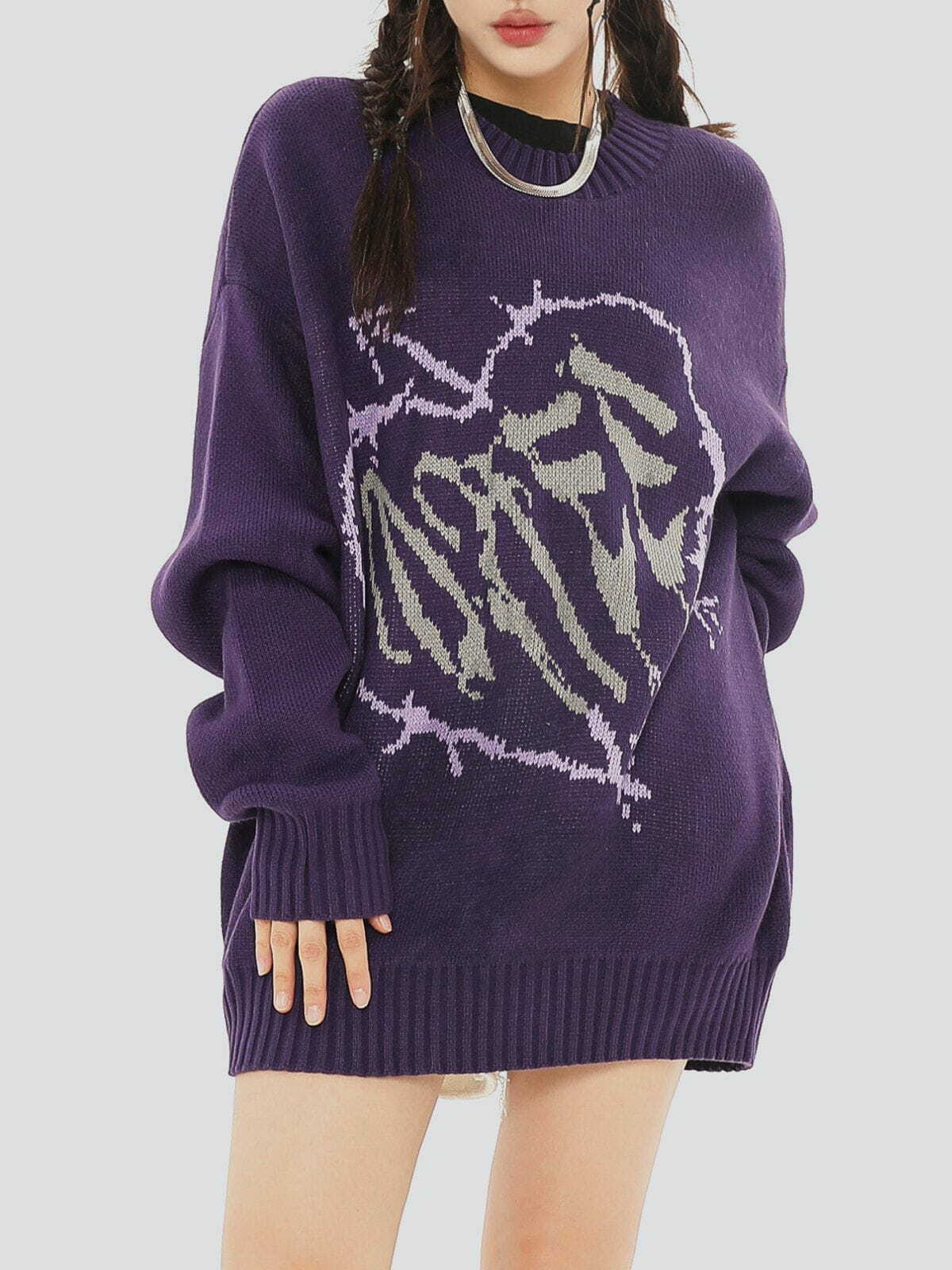 Letter Deformation Love Sweater - Y2K Aesthetic Cozy Top for Grunge & Coquette Styles