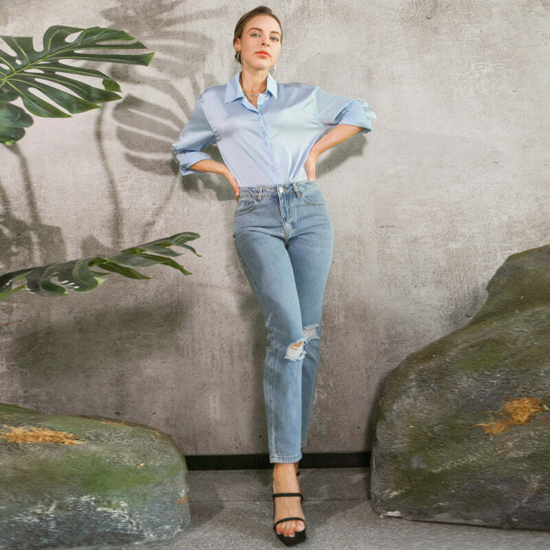 Light Blue Y2K Denim Trousers - Vintage Aesthetic, Grunge Style, Comfy & Cute Fashion