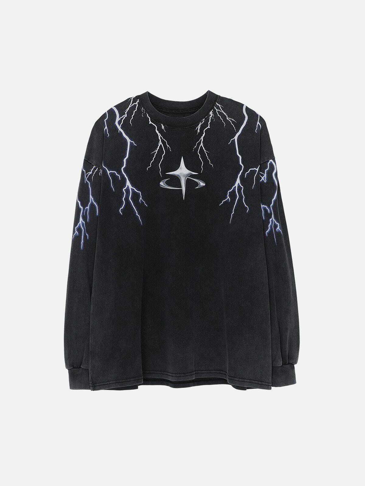 Lightning Print Y2K Hoodie - Cute Grunge Aesthetic Sweatshirt for Comfy Style