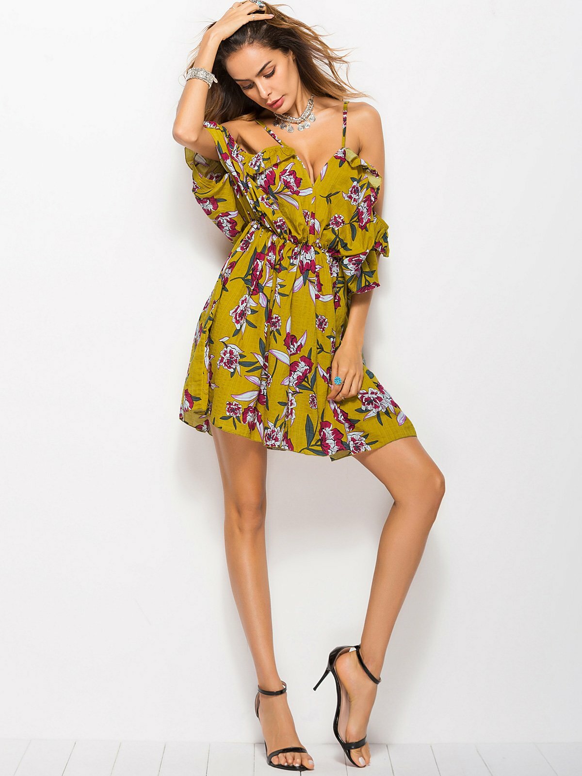 Look Into The Sun Y2K Floral Mini Dress - Coquette Aesthetic with Grunge Vibes