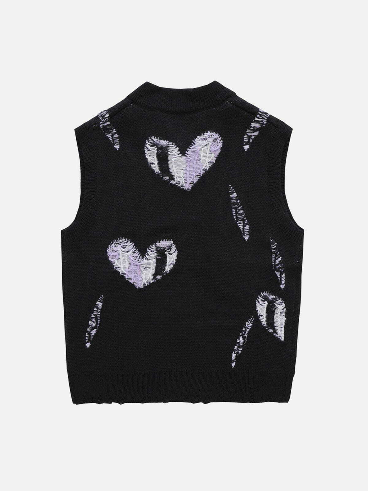 Love Embroidery Sweater Vest - Y2K Aesthetic Cute Top for Coquette & Grunge Styles