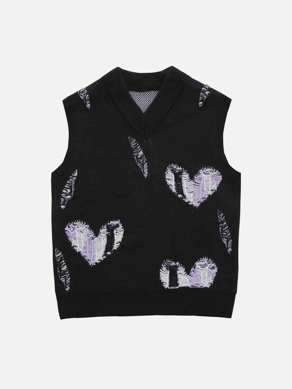 Love Embroidery Sweater Vest - Y2K Aesthetic Cute Top for Coquette & Grunge Styles