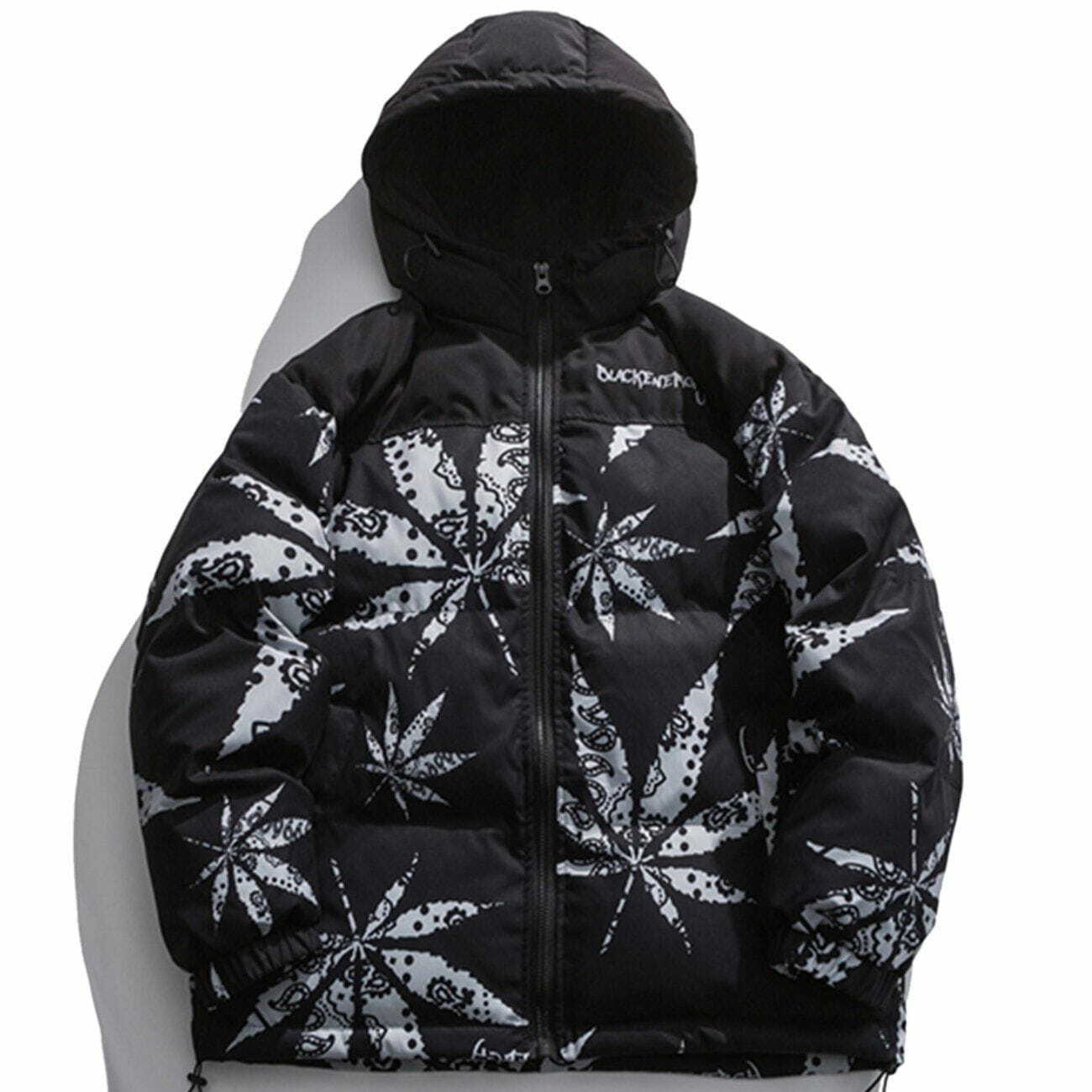 Maple Leaf Print Y2K Aesthetic Winter Coat - Cozy Grunge Style for Fall Fashion