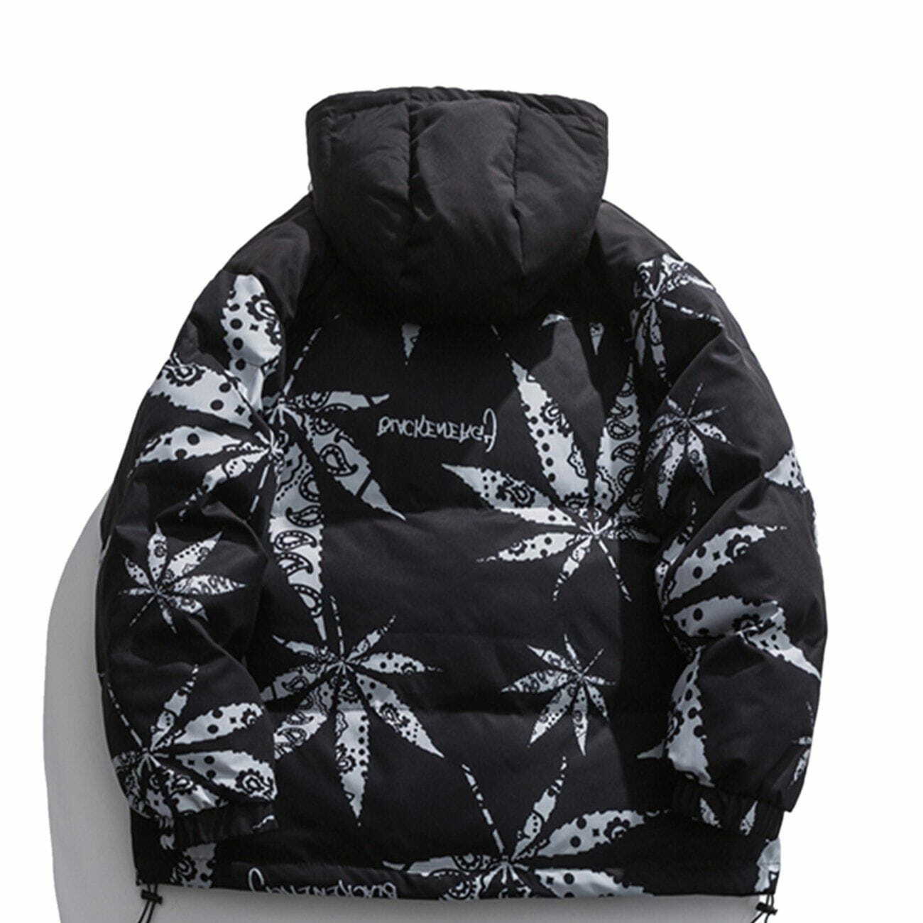 Maple Leaf Print Y2K Aesthetic Winter Coat - Cozy Grunge Style for Fall Fashion