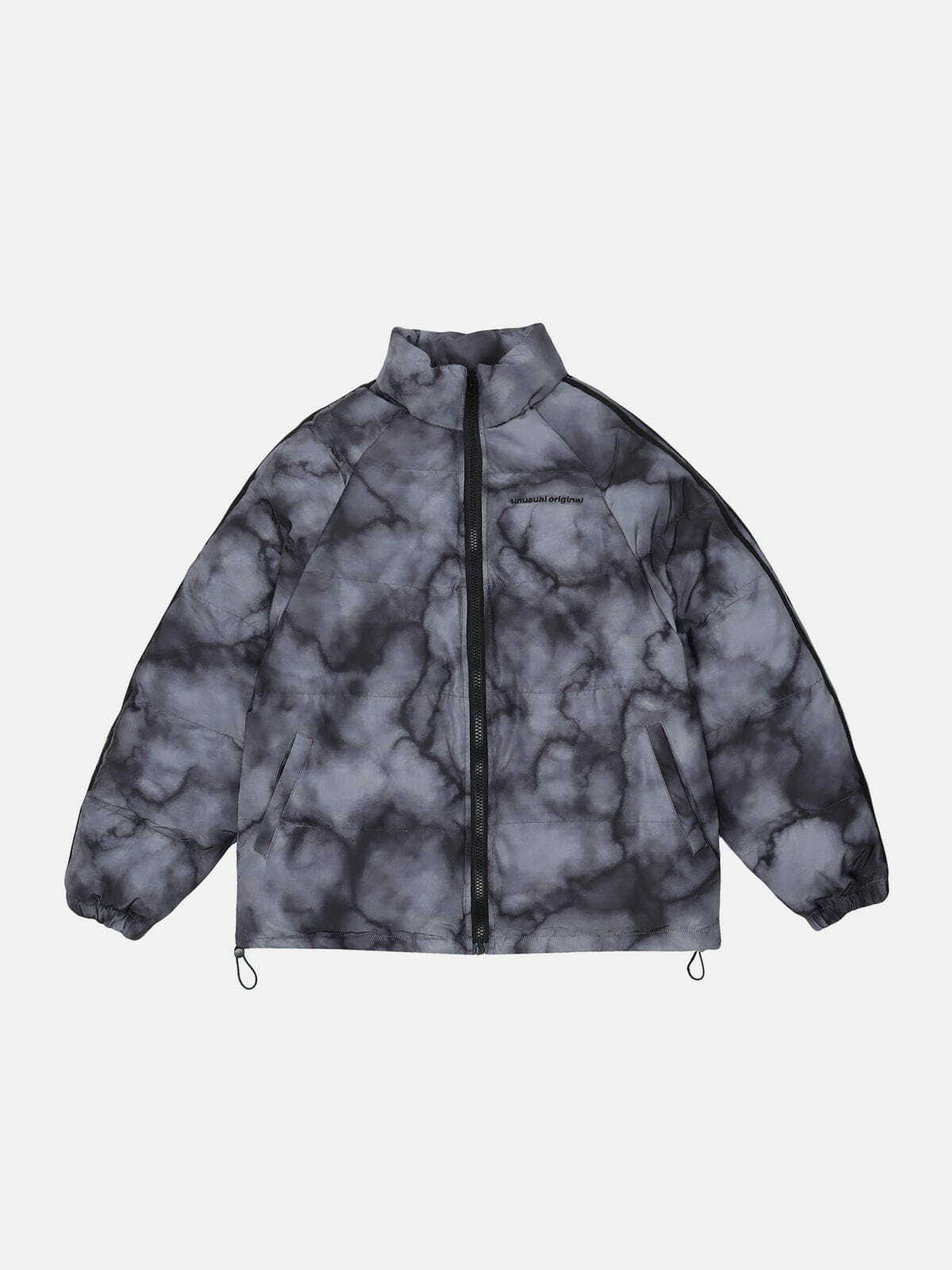 Marbled Smudge Gradient Winter Coat - Y2K Aesthetic Outerwear for Cozy Fall Vibes