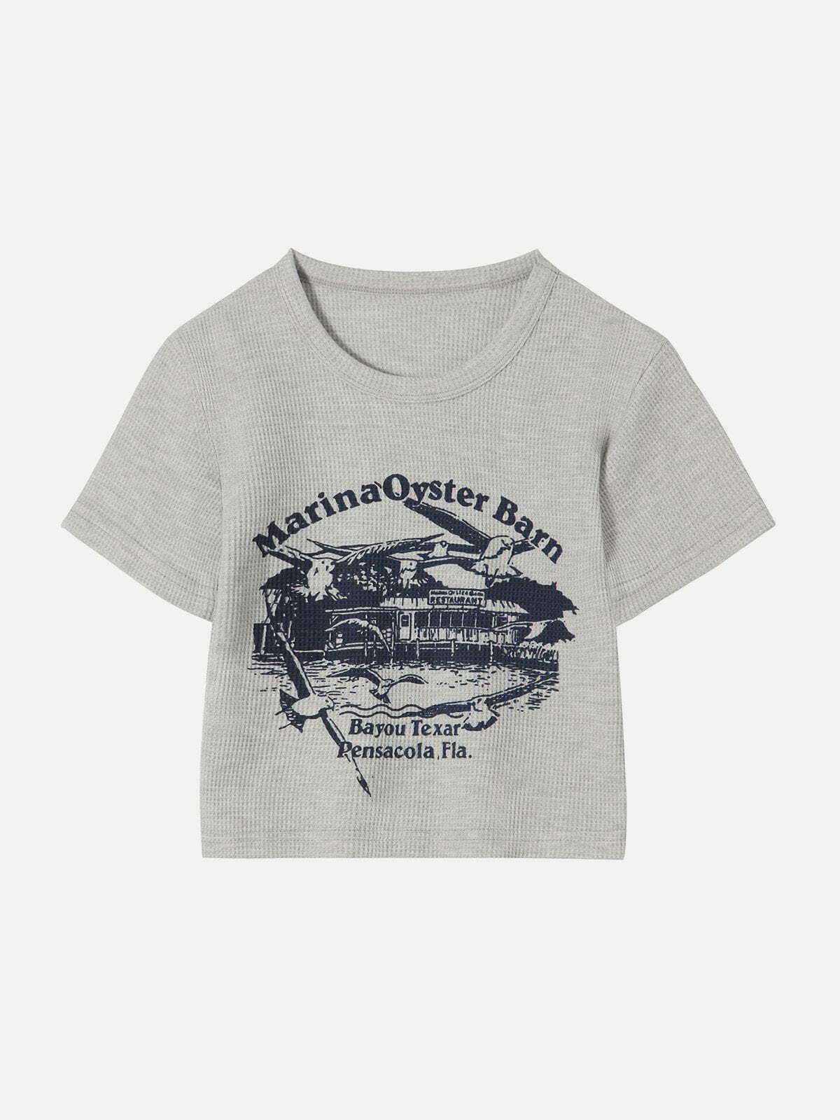 Marina Oyster Barn Tee - Y2K Fashion Inspired Cute Top for Coquette & Grunge Aesthetics