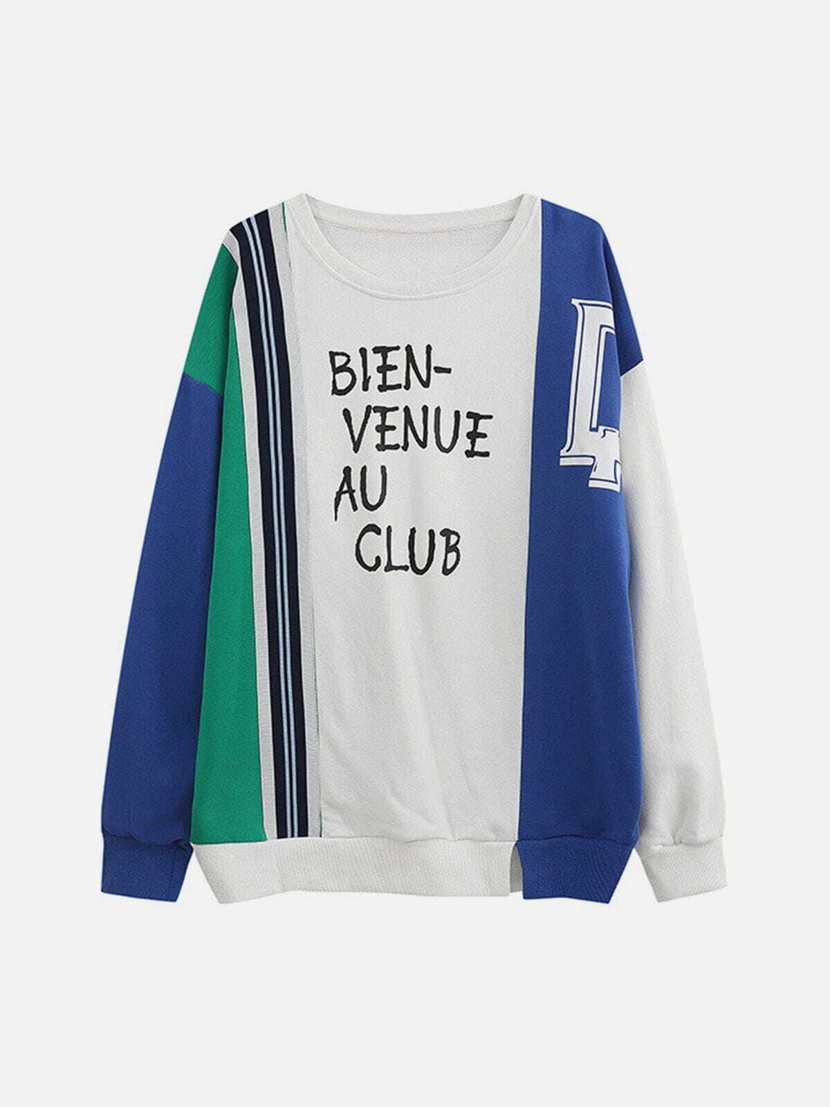 Multicolor Panel Stripe Sweatshirt - Y2K Fashion, Cute Tops, Aesthetic Hoodies, Comfy Style