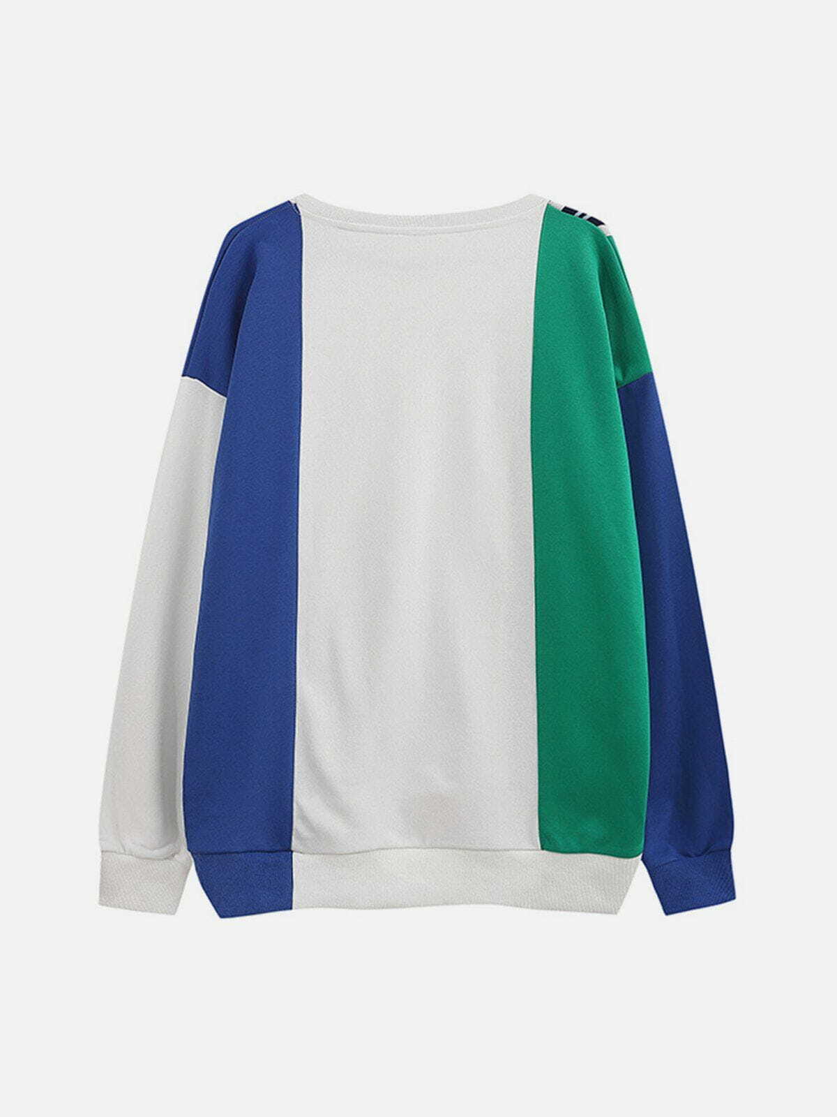 Multicolor Panel Stripe Sweatshirt - Y2K Fashion, Cute Tops, Aesthetic Hoodies, Comfy Style