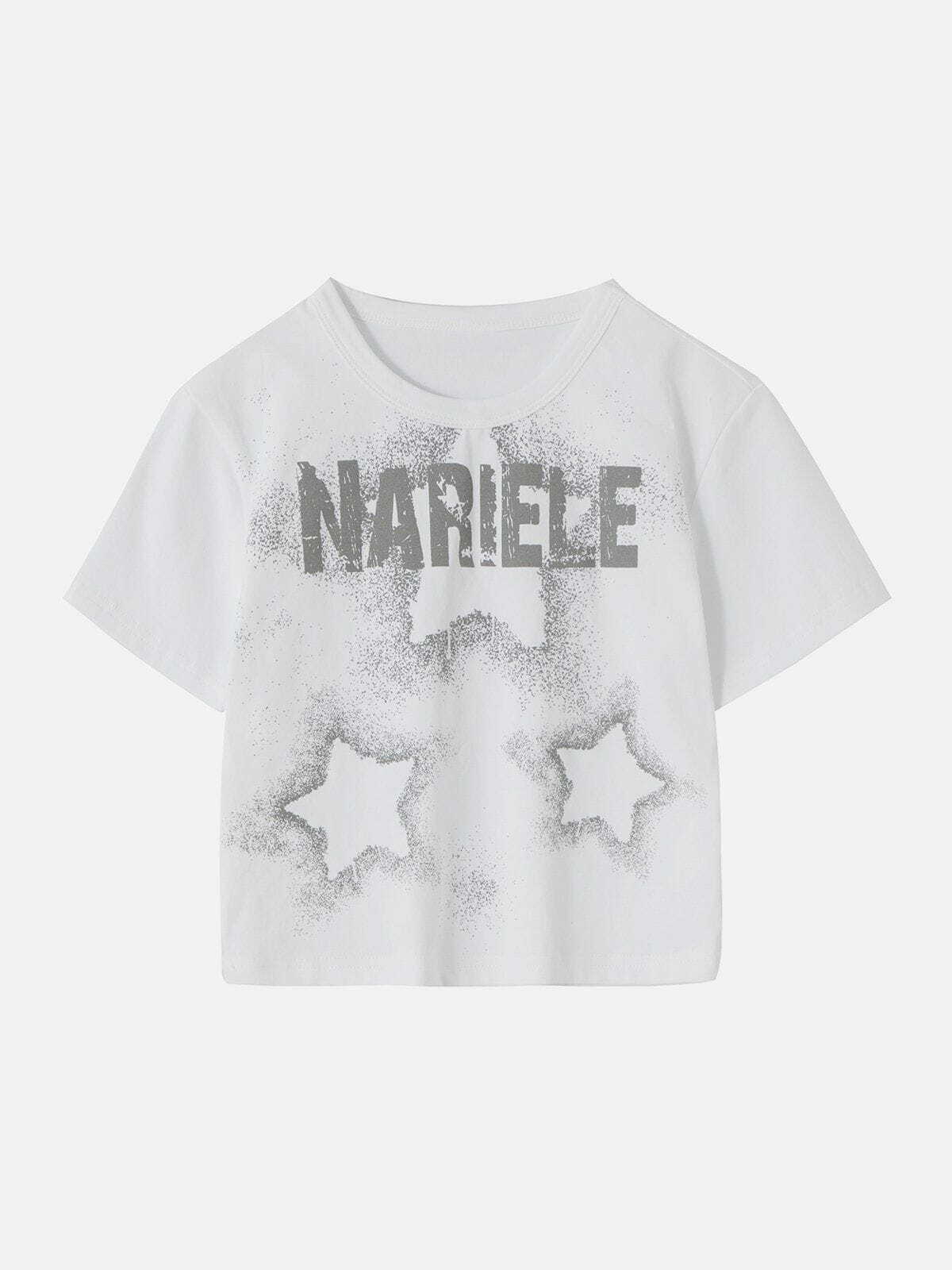 NARIELE Y2K Aesthetic Print Tee - Cute Tops for Coquette, Grunge, and Pastel Goth Styles