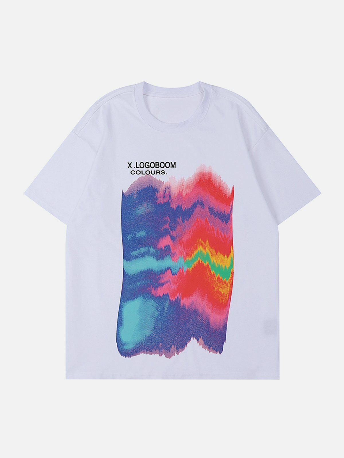 Oil Painting Rainbow Print Tee - Y2K Aesthetic Cute Top for Coquette & Grunge Styles