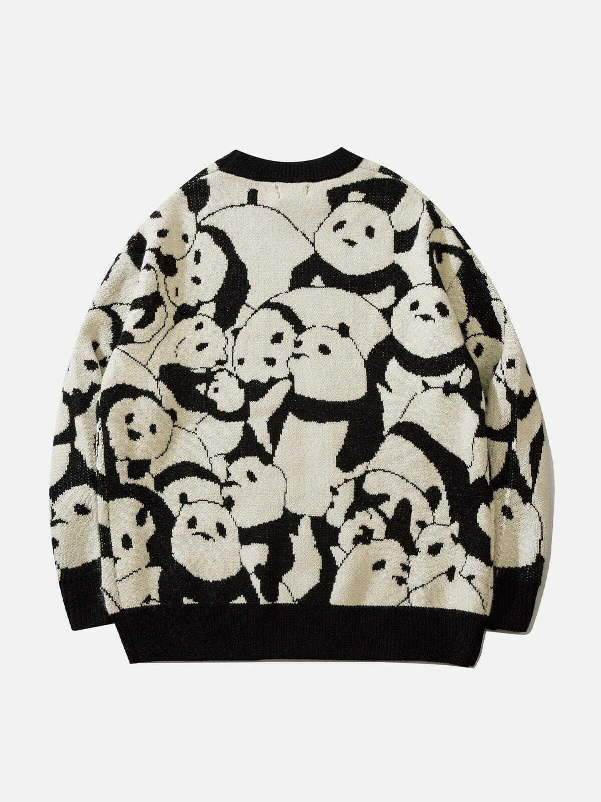 Panda Graphic Sweater - Y2K Aesthetic Cute Top for Coquette, Grunge, and Soft Girl Styles