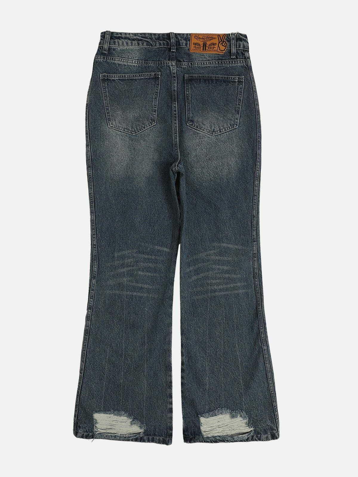 Patchwork Burlap Jeans - Y2K Fashion Meets Grunge Aesthetic for Unique Style