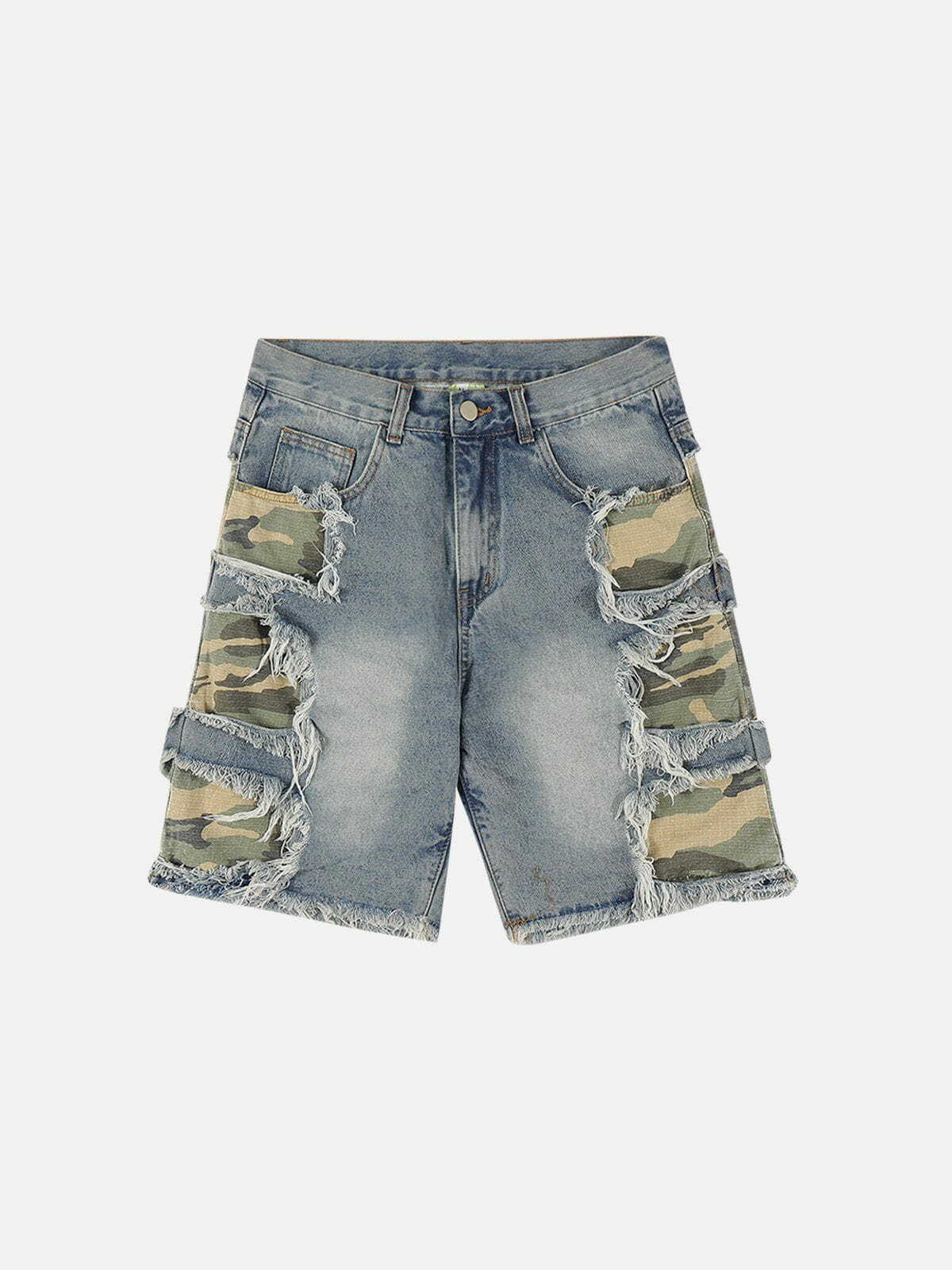 Patchwork Color Clash Denim Shorts - Y2K Aesthetic, Grunge Style, Cute Summer Outfits