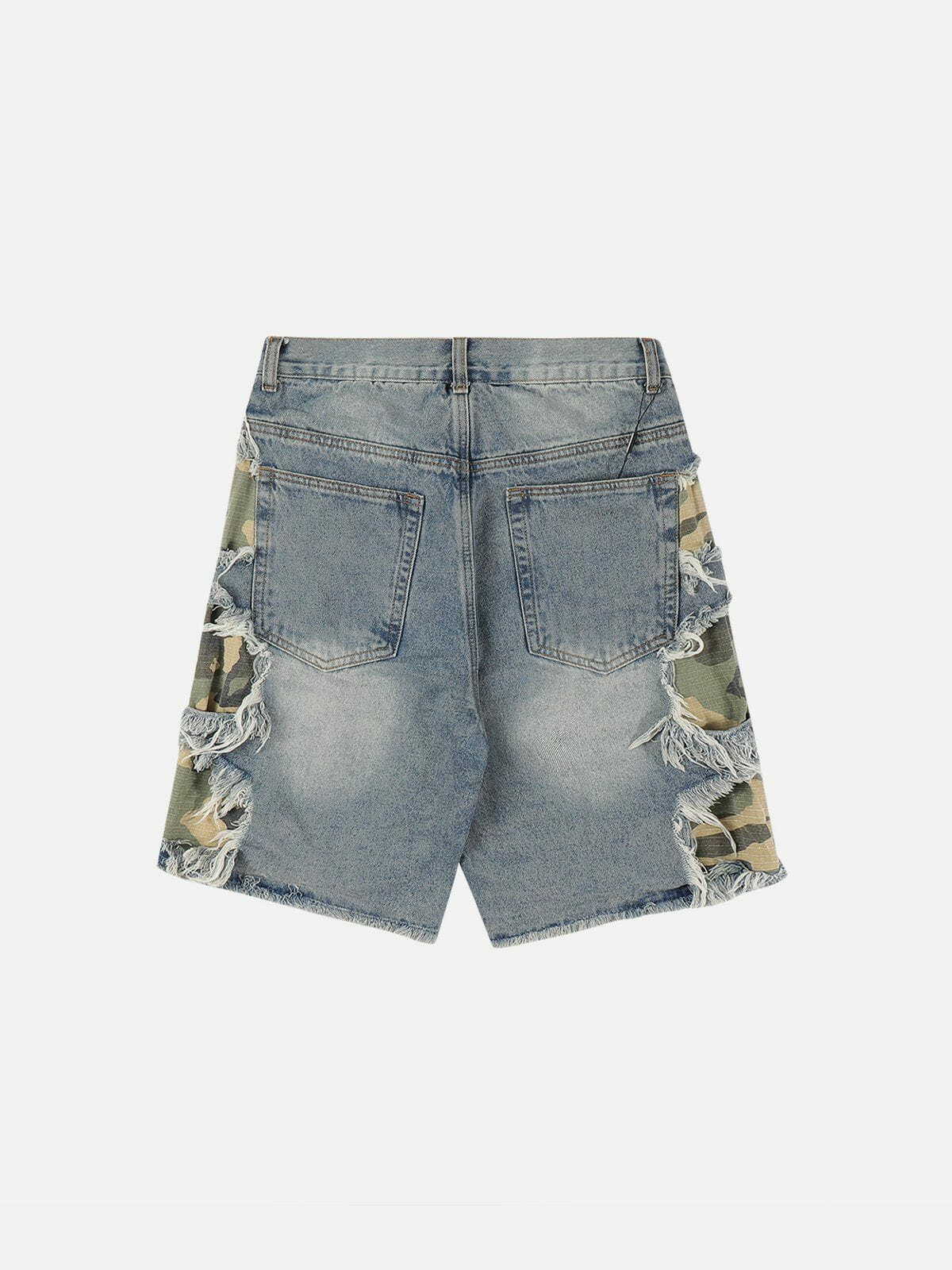 Patchwork Color Clash Denim Shorts - Y2K Aesthetic, Grunge Style, Cute Summer Outfits