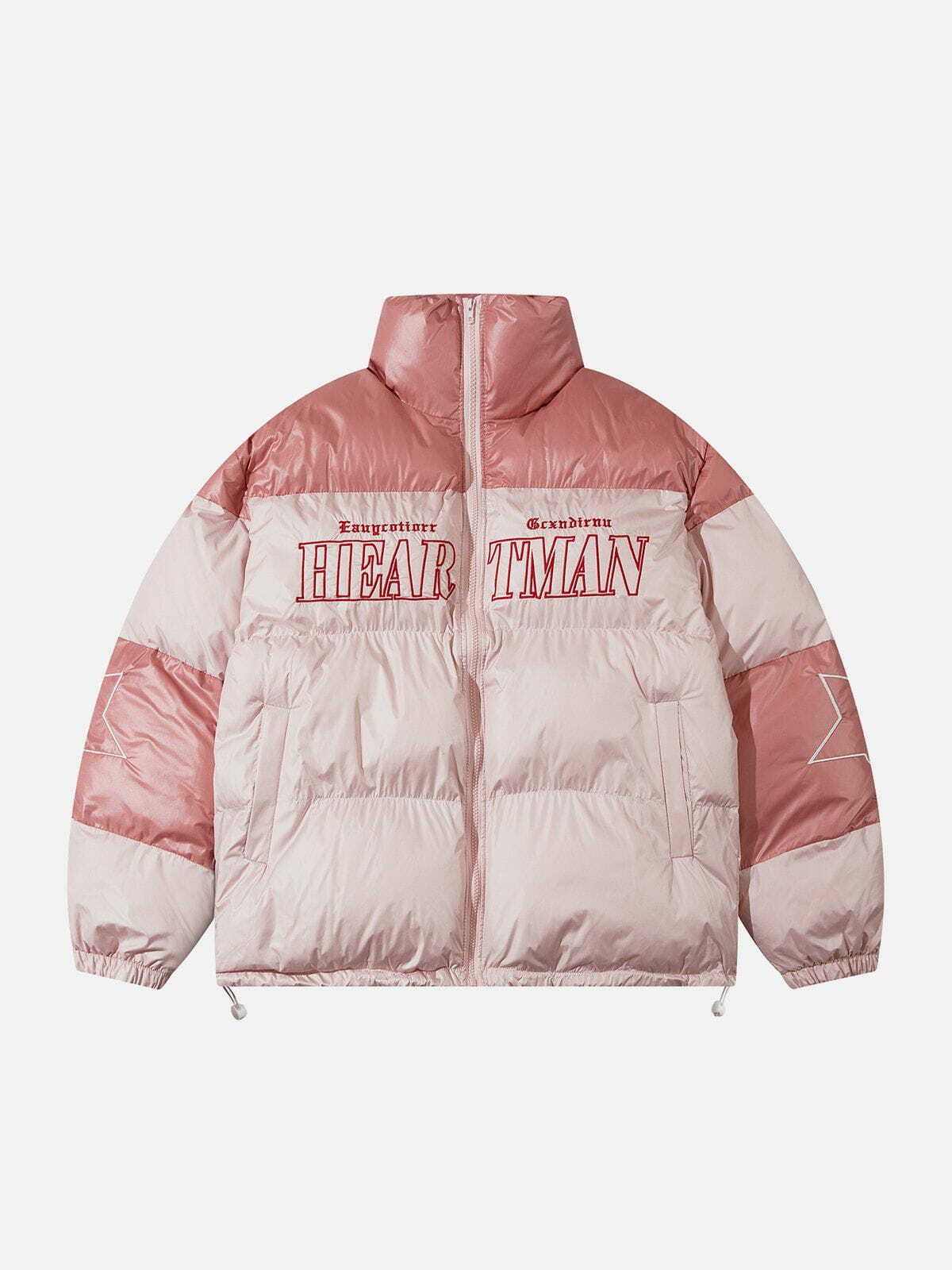 Patchwork Color Clash Y2K Winter Coat - Grunge Aesthetic Outerwear for Cozy Vibes