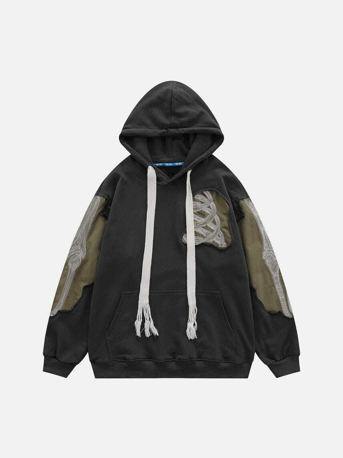 Patchwork Skeleton Hoodie - Y2K Fashion, Grunge Aesthetic, Cute Hoodies, Comfy Style