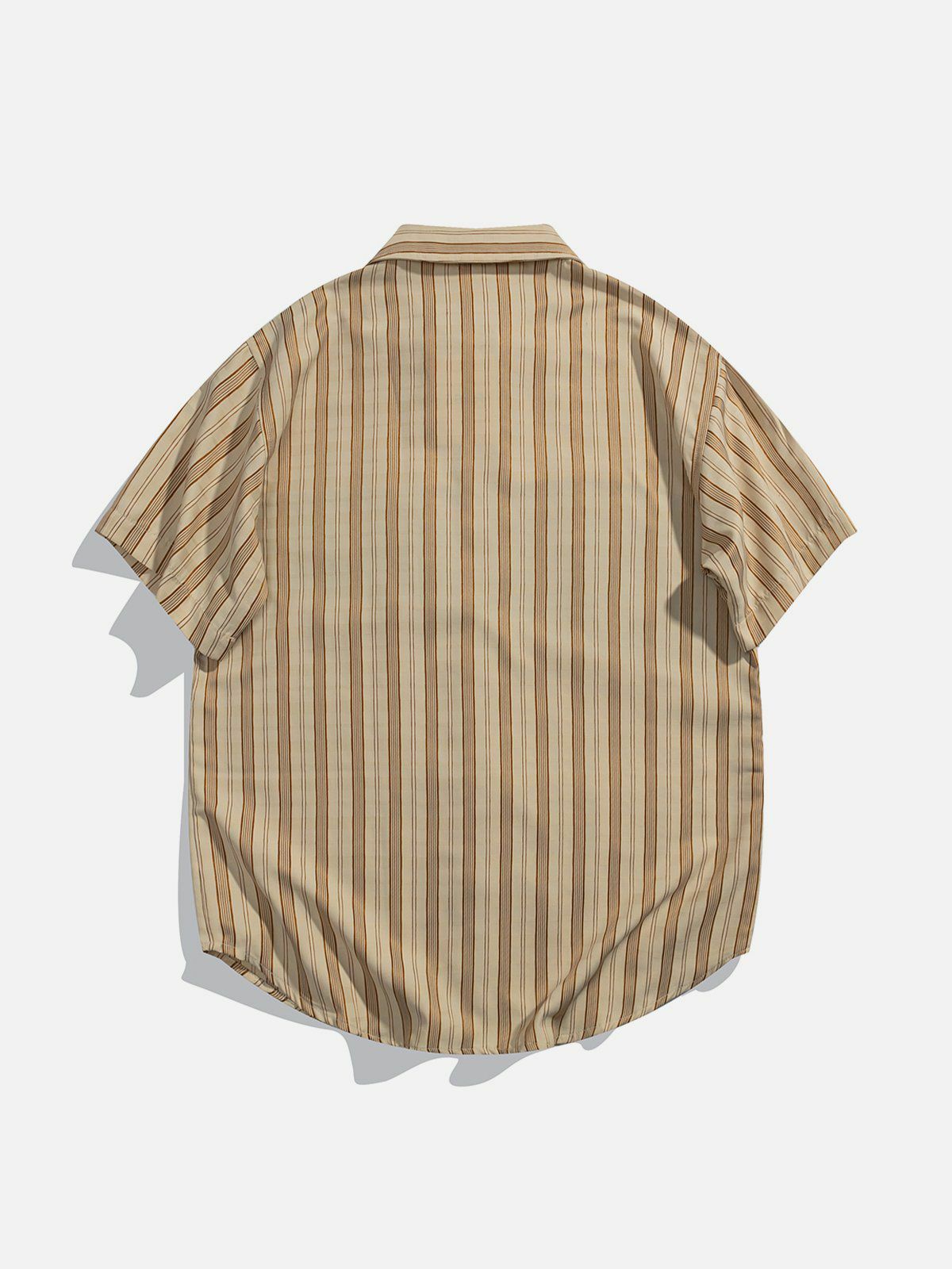 Patchwork Stripe Short Sleeve Shirt - Y2K Fashion Meets Coquette Aesthetic & Grunge Style