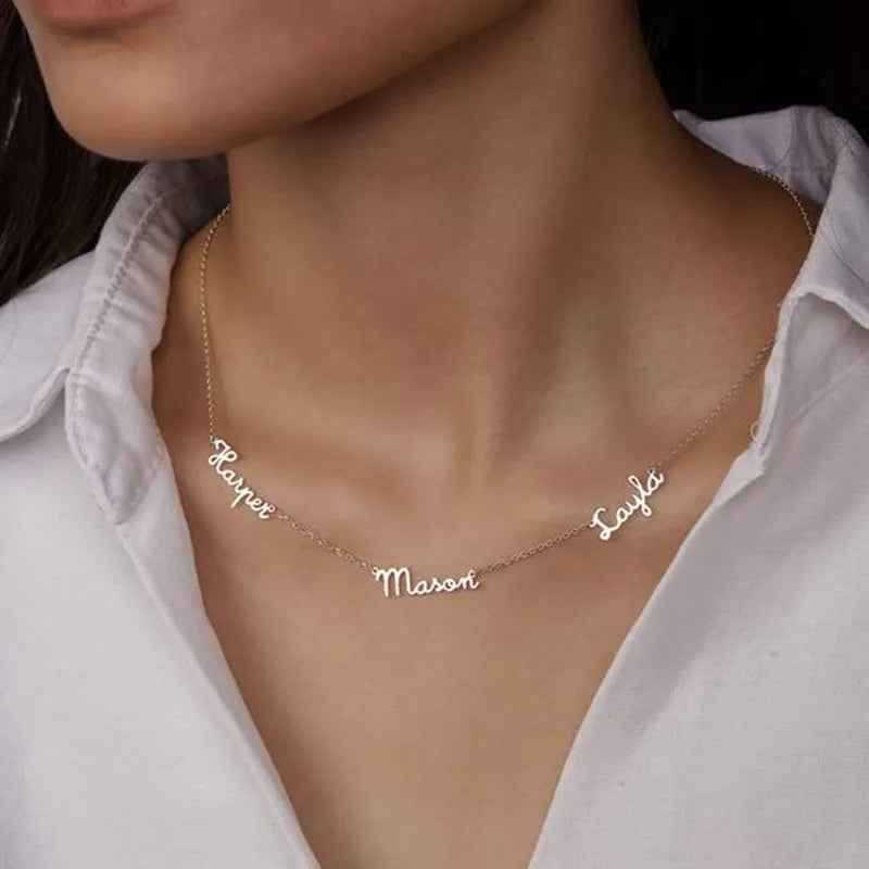 Personalized Stainless Steel Nameplate Necklace - Y2K Aesthetic Jewelry for Coquette & Grunge Styles