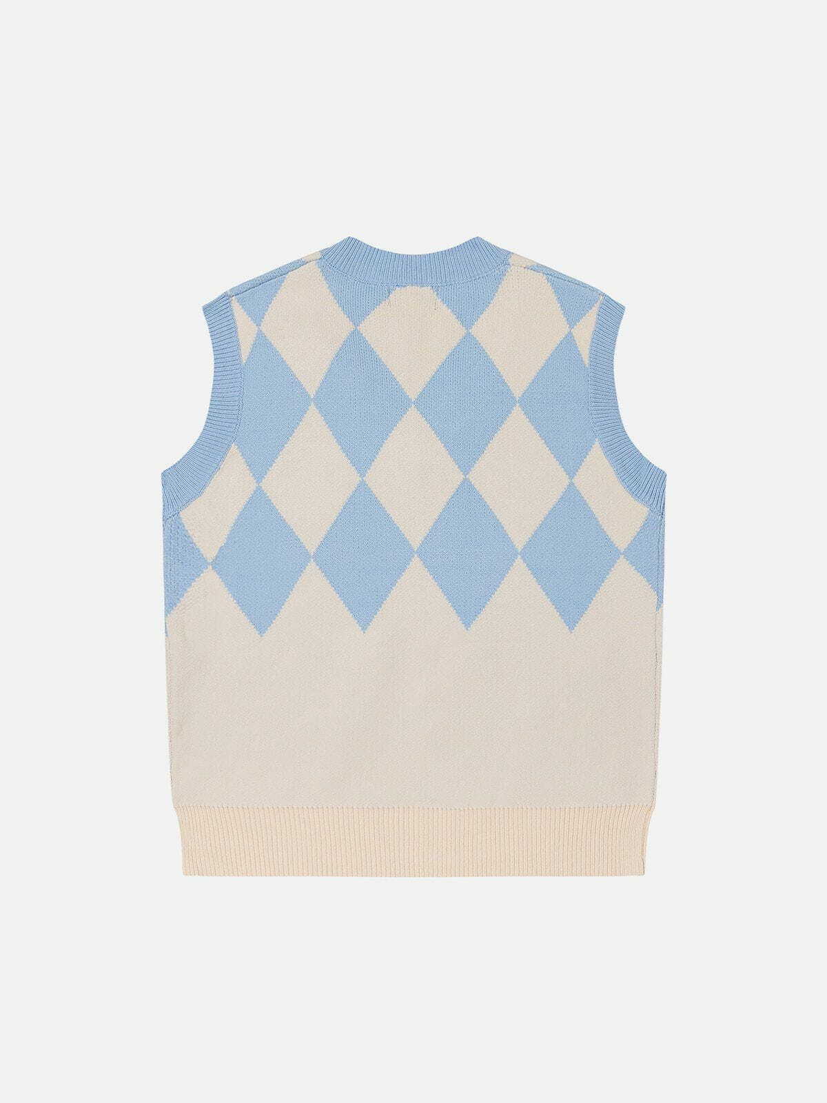 Plaid Color Matching Sweater Vest - Y2K Aesthetic, Preppy Style, Cute Layering Top